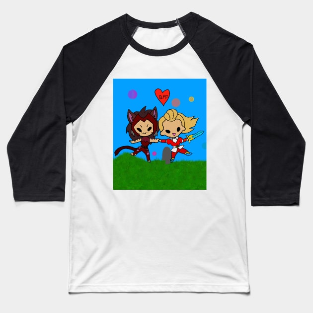 Baby Catra and Baby Adora BFF Baseball T-Shirt by TheThree